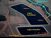 Visão geral da lagoa e locais de amostragem
